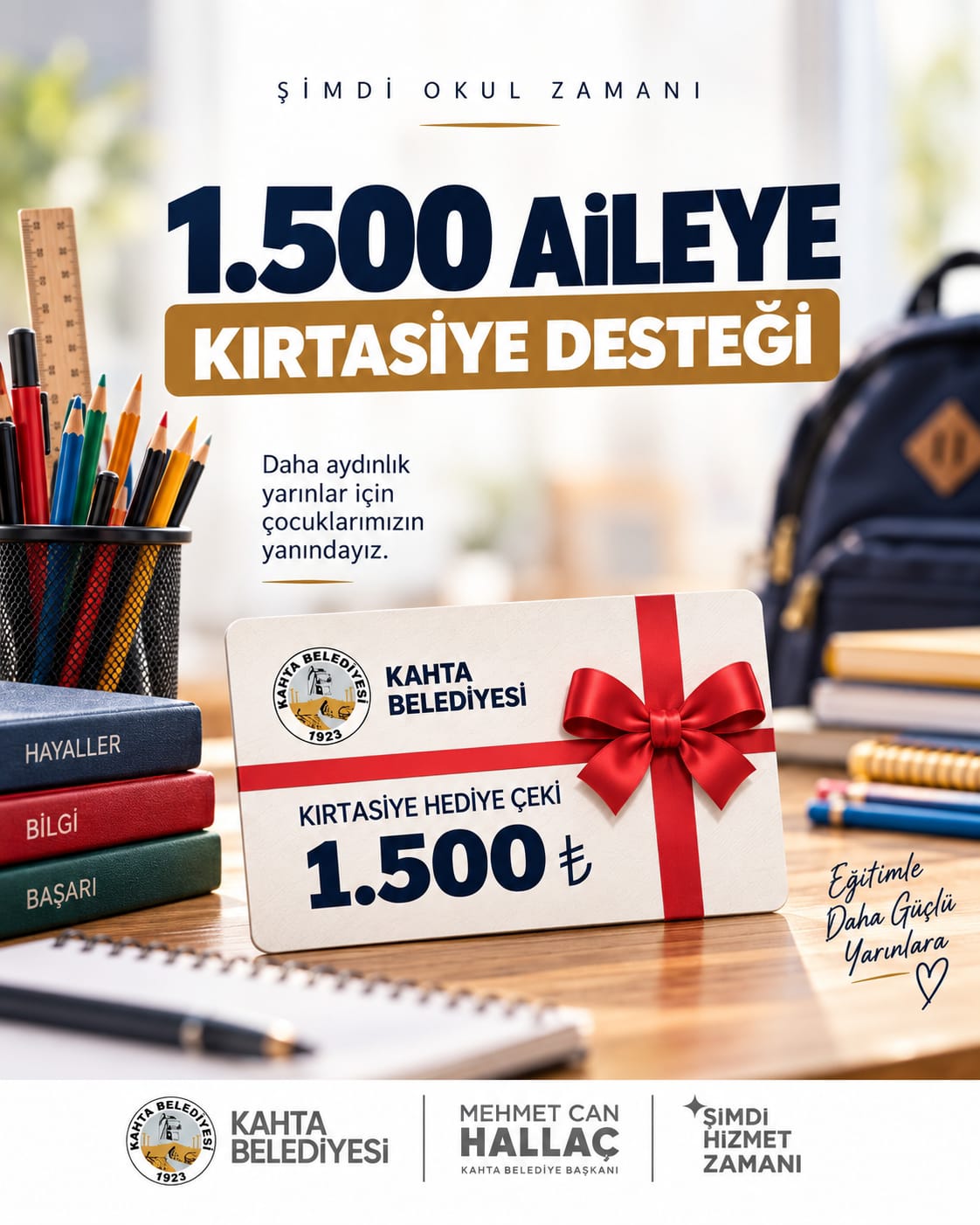 KÂHTA BELEDİYESİNDEN ÖĞRENCİLERE EĞİTİM DESTEĞİ